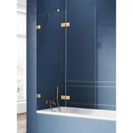 Parawany nawannowe - New Trendy Avexa Gold Brushed parawan nawannowy 100 cm lewy złoty szczotkowany/szkło przezroczyste EXK-2010 - miniaturka - grafika 1