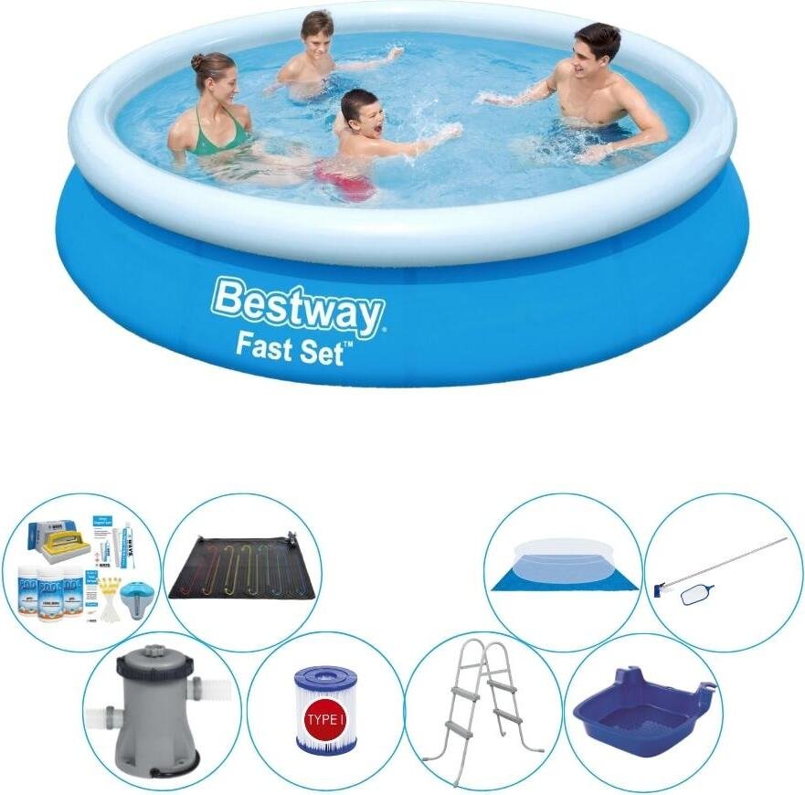 Basen z akcesoriami - Bestway Fast Set 366x76 cm okrągły