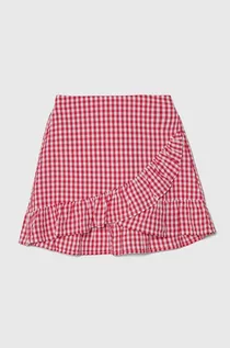 Sukienki i spódniczki dla dziewczynek - United Colors of Benetton spódnica bawełniana dziecięca kolor czerwony mini rozkloszowana - grafika 1