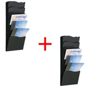 Akcesoria do reklamy - B2B Partner Uchwyt ścienny na ulotki, 7 kieszeni, czarny, 1+1 GRATIS 420125 - miniaturka - grafika 1