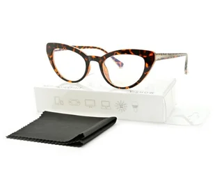 Okulary damskie do komputera kocie z filtrem BLUE Light zerówki 25107A - Okulary korekcyjne, oprawki, szkła - miniaturka - grafika 1