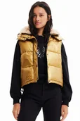 Płaszcze damskie - Bezrękawnik damski Desigual Cotemburgo ocieplany złoty-XS - DESIGUAL - miniaturka - grafika 1