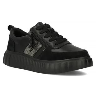 Skórzane sneakersy damskie Filippo DP6121/24 Bk czarny - Półbuty damskie - miniaturka - grafika 1