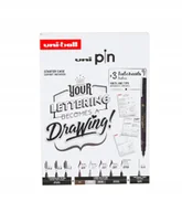 Cienkopisy - ZESTAW STARTOWY CIENKOPISÓW KREŚLARSKICH UNI PIN LETTERING RÓŻNE GRUBOŚCI - miniaturka - grafika 1