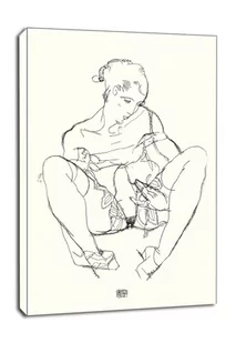 Seated Woman in Chemise, Egon Schiele - obraz na płótnie Wymiar do wyboru: 70x100 cm - Obrazy i zdjęcia na płótnie - miniaturka - grafika 1