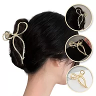 Ozdoby do włosów - Spinka do włosów, klamra metalowa kokarda GOLD XL SP328 - miniaturka - grafika 1