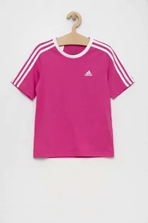 Koszulki dla dziewczynek - Adidas t-shirt bawełniany dziecięcy G 3S BF kolor różowy - adidas - grafika 1