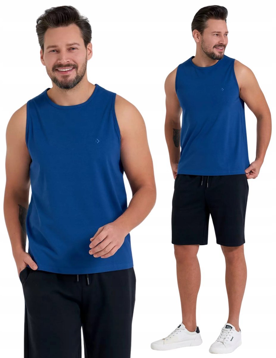 PODKOSZULKA KOSZULKA MĘSKA GŁADKA GRANATOWA 100 BAWEŁNA KLASYCZNA MORAJ XXL