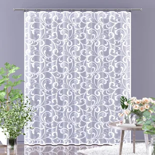 Firanka żakardowa biała gotowa 200x250cm H477 - Firany - miniaturka - grafika 1