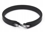 Bransolety męskie - Nowa męska bransoletka bransoleta skórzana, skóra naturalna 19,5cm - czarna - miniaturka - grafika 1