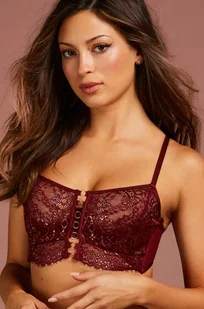 Hunkemöller Długi częściowo usztywniony biustonosz z fiszbinami Lara Czerwony - Biustonosze - miniaturka - grafika 1