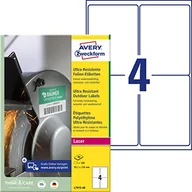 Etykiety samoprzylepne i bloki etykiet - Avery Zweckform Etykiety polietylenowe ultra resistant A4 40 ark./op. 99,1x139mm ZWECKFORM L7915-40 L7915-40 - miniaturka - grafika 1