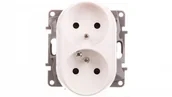 Gniazdka elektryczne - NILOE Gniazdo podwójne z/u do ramek wielokrotnych z przesłonami białe 764542 - miniaturka - grafika 1