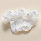 Skarpetki dla dzieci - TEMU 3 pary koronkowych skarpetek dla niemowląt, miękkie, wygodne, oddychające, białe skarpetki dla dziewczynek, krótkie skarpetki dla dziewczynek, - miniaturka - grafika 1