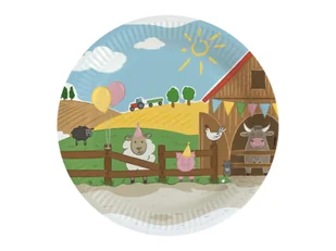 Talerzyki urodzinowe Farma - 23 cm - 8 szt. - Dekoracje i nakrycia stołu na imprezę - miniaturka - grafika 1