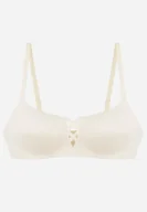 Biustonosze - Jasnobeżowy Biustonosz o Gładkim Wykończeniu z Imitacją Wiązania Azisene - miniaturka - grafika 1