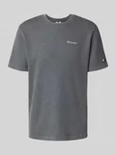 Koszulki męskie - T-shirt z wyhaftowanymi logo i okrągłym dekoltem - miniaturka - grafika 1