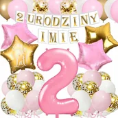 Balony i akcesoria - ZESTAW DRUGIE URODZINY + IMIĘ BANER BALONY - 2 - miniaturka - grafika 1