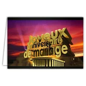 Kartki okolicznościowe i zaproszenia - 69-5147 Kartka na rocznicę ślubu Generic Film Romantyczny Zachód Słońca Gratulujemy Złote Litery Błyszczący Format poziomy z Białą Kopertą Format 17,5x12cm AFIE - miniaturka - grafika 1