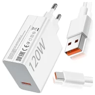 Ładowarki do telefonów - Oryginalna Ładowarka Sieciowa Xiaomi MDY-13-EE 120W Szybkie ładowanie Quick Charge QC 3.0 Biała + Kabel Xiaomi USB do USB-C - miniaturka - grafika 1