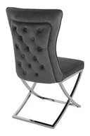 Krzesła - King Home Krzesło szare, pikowane welur - glamour IMPERIAL, podstawa stal polerowana KH1201100117.D.GREY - miniaturka - grafika 1