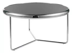 Stolik srebrny okrągły szklany SCARLET czarny blat FI74 - Ławy i stoliki kawowe - miniaturka - grafika 1