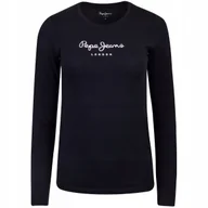 Koszulki i topy damskie - PEPE JEANS KOSZULKA DAMSKA DŁUGI RĘKAW CZARNA r.XS - miniaturka - grafika 1