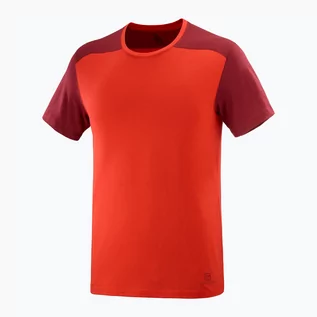 Odzież trekkingowa damska - Koszulka trekkingowa męska Salomon Essential Colorbloc czerwona LC1716000 | WYSYŁKA W 24H | 30 DNI NA ZWROT - grafika 1