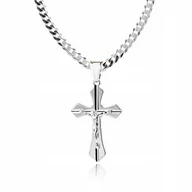 Biżuteria dla dzieci - 925 Srebrny łańcuszek krzyżyk DEDYKACJA 50 cm LK39 - miniaturka - grafika 1
