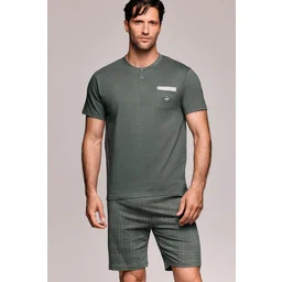 Piżama męska bawełniana z krótkim rękawem i szortami w kratę 2451 Infiore Uomo - Piżamy męskie - miniaturka - grafika 1