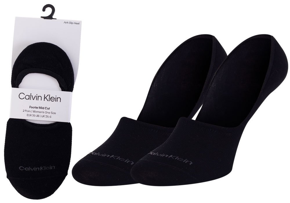 CALVIN KLEIN SKARPETKI STOPKI DAMSKIE 2 PARY BLACK 701218771 001 - Rozmiar: 35-38