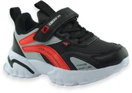 Buty dla chłopców - Sportowe buty chłopięce American Club BS21/22 Black/Red - miniaturka - grafika 1