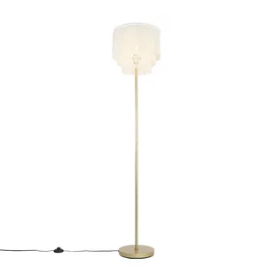 QAZQA Orientalna lampa podłogowa złoty kremowy klosz z frędzlami - Franxa - Lampy stojące - miniaturka - grafika 1