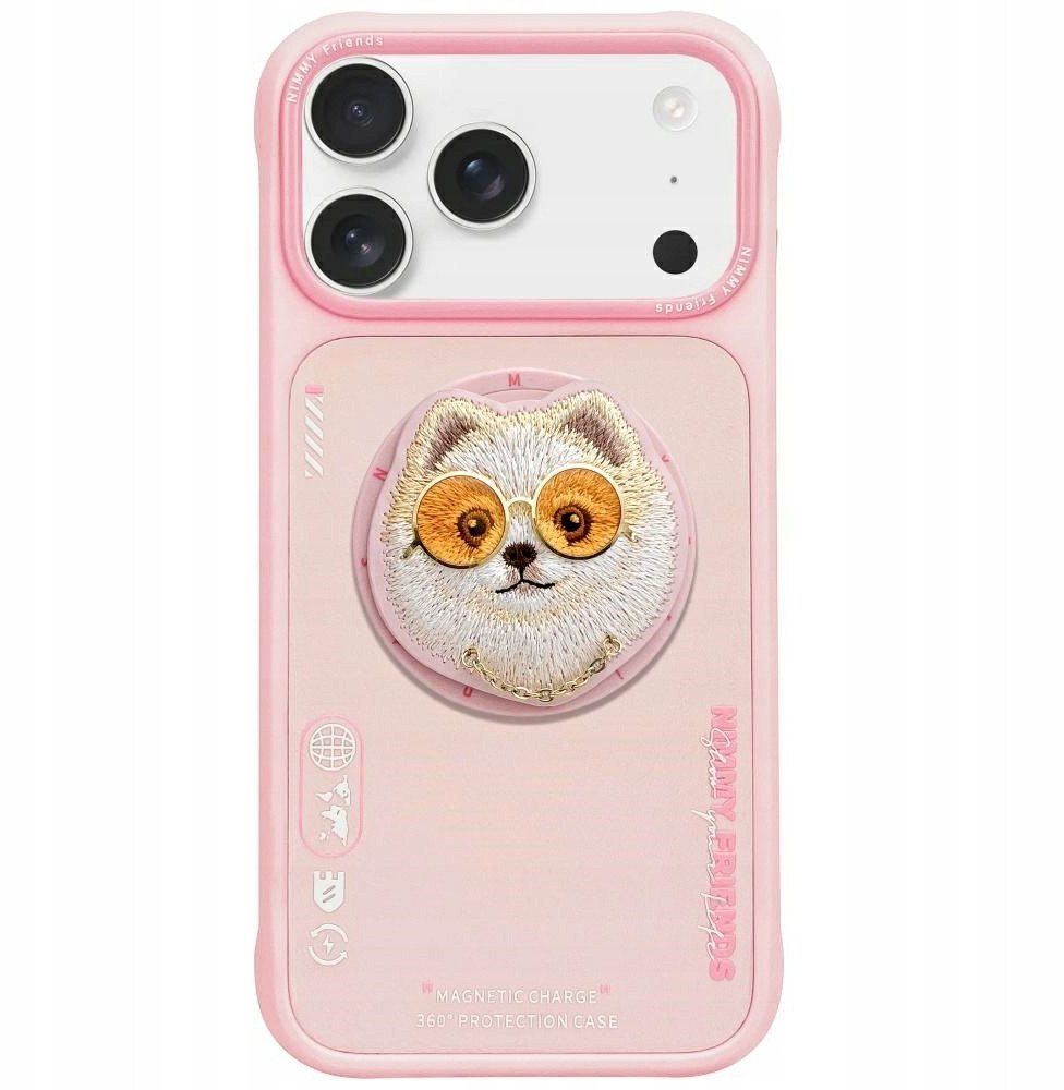 Etui Nimmy Glasses Cool Dog MagSafe do iPhone 17 Pro różowy