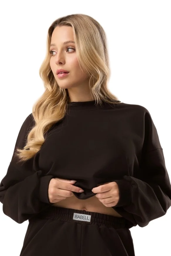 Bawełniana bluza dresowa z długim rękawem Babell kod 3009 brązowa XL