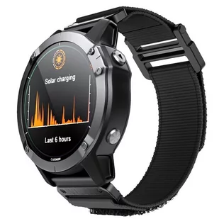 Opaska Pasek Bransoleta Nylon Hq Metal Garmin Fenix 3/5X/3Hr/5X Plus/6X/6X Pro/7X Black - Akcesoria do smartwatchy - miniaturka - grafika 1