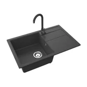 Zlewozmywaki - Horizon Zlewozmywak granitowy 1-komorowy z ociekaczem czarny - miniaturka - grafika 1