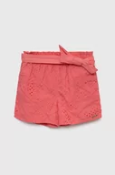 Spodnie i spodenki dla dziewczynek - Guess szorty bawełniane dziecięce kolor różowy gładkie - miniaturka - grafika 1