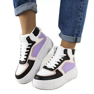 Czarno-fioletowe sneakersy za kostkę Zetta - Trampki damskie - miniaturka - grafika 1