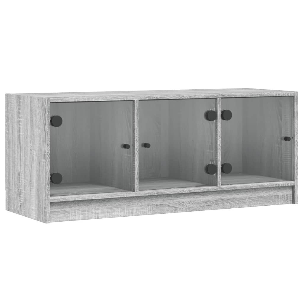 vidaXL Szafka pod TV ze szklanymi drzwiami Szara Sonoma 102x37x42 cm