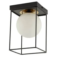 Lampy sufitowe - Loftowy plafon Aroma 40710 Sigma bańka cage klatka metalowa czarna złota - miniaturka - grafika 1