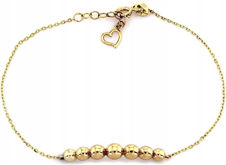 Złota bransoletka 585 elegancka z kuleczkami łańcuszkowa 14k na prezent