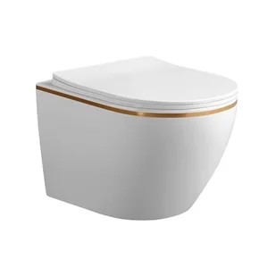 Biała miska wc wisząca złoty rant Rimless Mizu Hydrosan - Miski WC - miniaturka - grafika 1