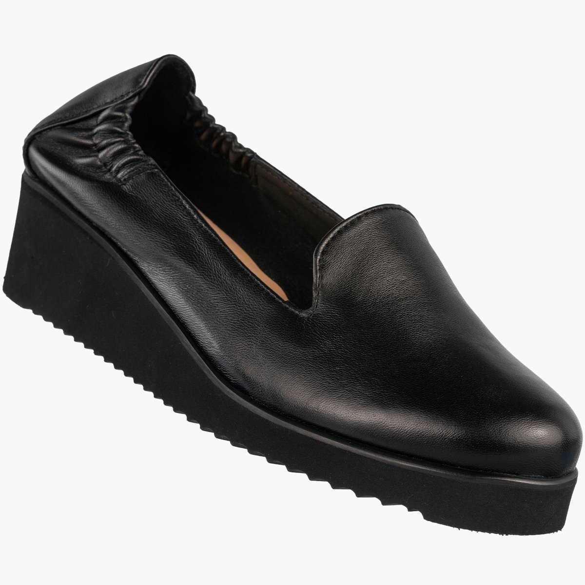 Mokasyny Damskie Skórzane Buty Na Koturnie Półbuty Darex Czarne Czarny 40,5