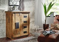 Komody - RAILWAY Komoda #103 Mango woskowane + metal 90x45x100 cm - miniaturka - grafika 1