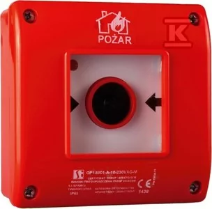 Ręczny Ostrzegacz Pożarowy(PPOŻ), wersja podtynkowa, załączenie następuje po zbiciu szybki 1 tor zwierny (1NO), 1 tor rozwierny (1NC) z młoteczkiem - Alarmy - miniaturka - grafika 1