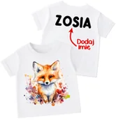 Koszulki dla dziewczynek - Koszulka dla dla dziecka z liskiem i imieniem na plecach - miniaturka - grafika 1