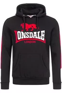 Bluzy męskie - Lonsdale Męska bluza z kapturem, regularny krój, LANGWELL, czarny/biały/czerwony, 3XL 117356 - miniaturka - grafika 1