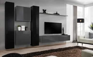 Meblościanki - Meblościanka ASM Swap VI, czarno-grafitowa, 330x180x40 cm - miniaturka - grafika 1