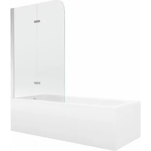 Mexen Vega wanna prostokątna 150 x 70 cm z obudową i parawanem 2-skrzydłowym 100 cm, transparent, chrom - Wanny - miniaturka - grafika 1